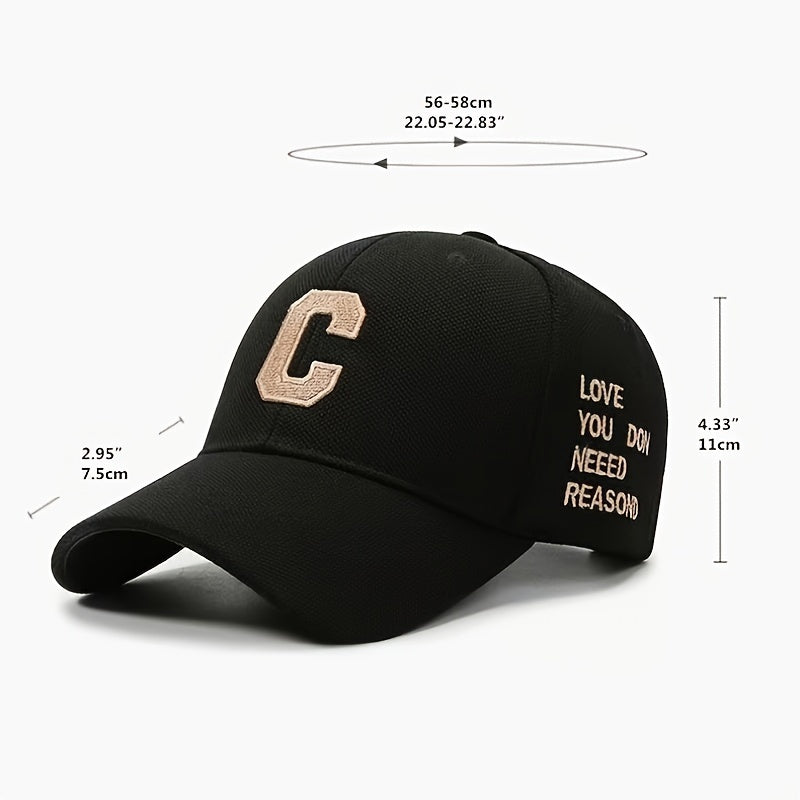 C Letter Embroidery Baseball Cap Vintage Punk Casual Sports Hat