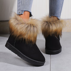 Women's Faux Fur Snow Boots Wear Resistance Plush Furry Shoes