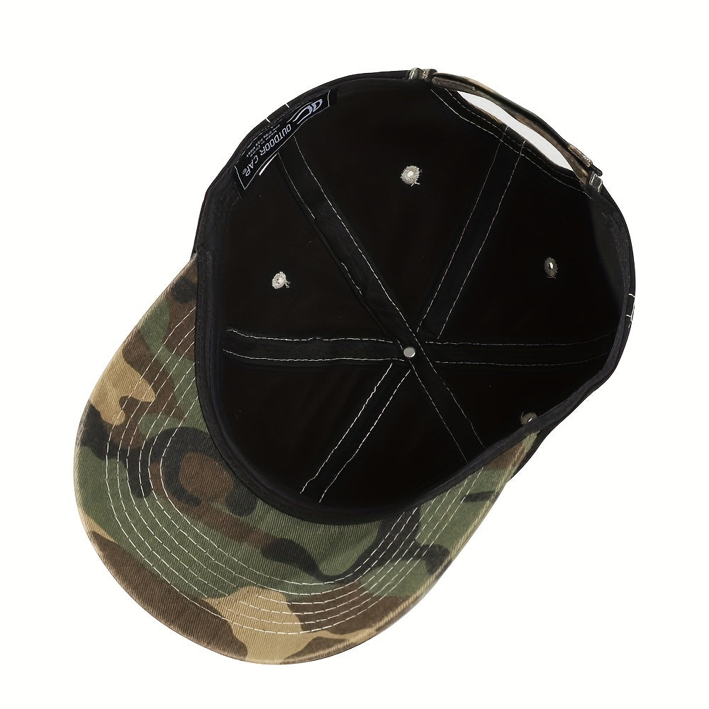 Men's 3D Fishbone Embroidered Baseball Cap Outdoor Fishing Hat