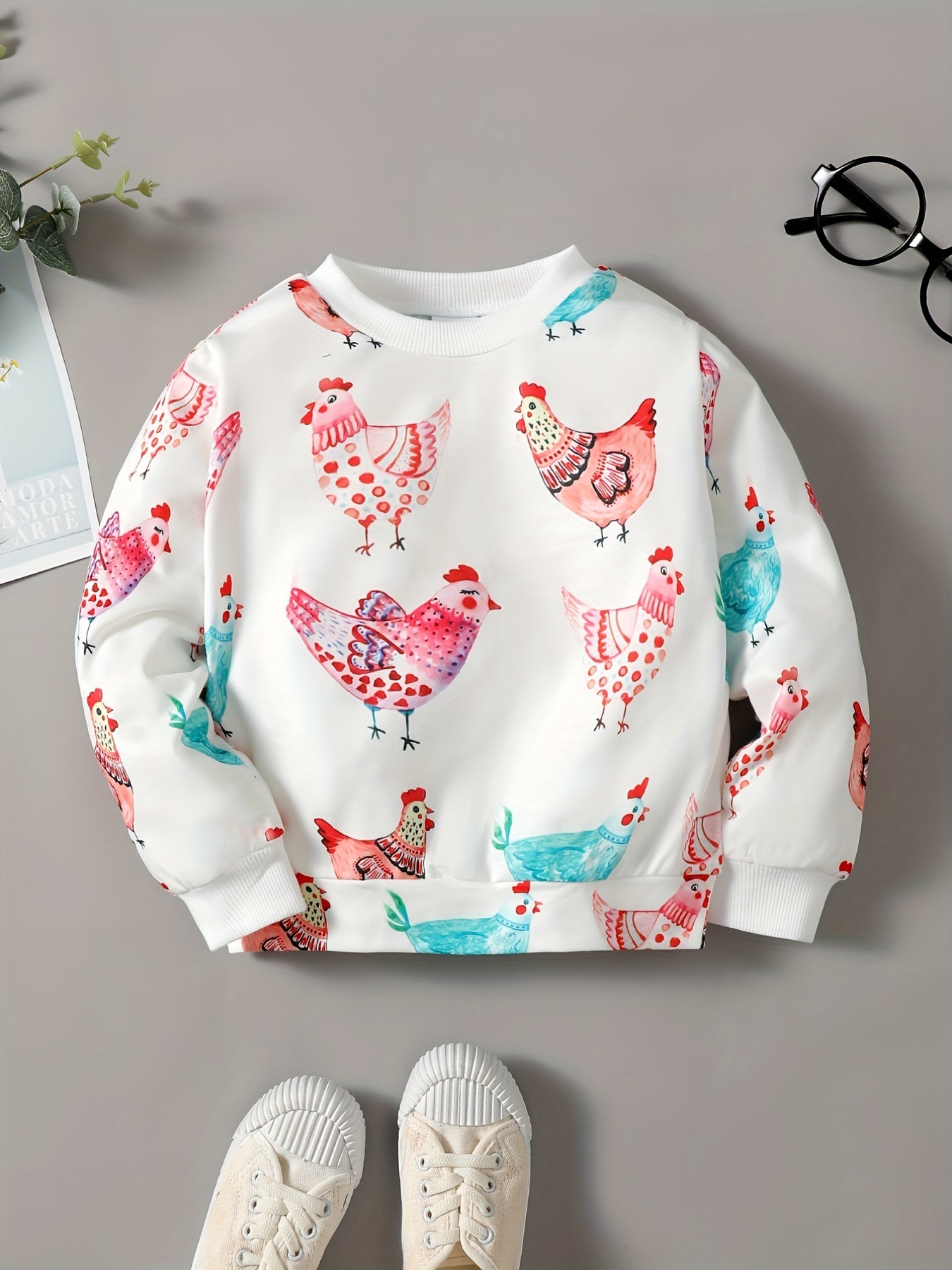 Cartoon Animal Print Kids Sweatshirt Baby Boys Pullover Top