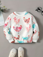 Cartoon Animal Print Kids Sweatshirt Baby Boys Pullover Top