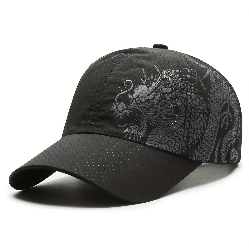 Chinese Dragon Print Baseball Cap Outdoor Quick Drying Sun Protection Hat