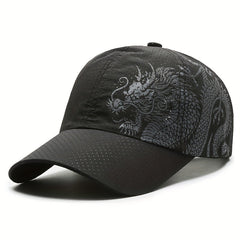 Chinese Dragon Print Baseball Cap Outdoor Quick Drying Sun Protection Hat