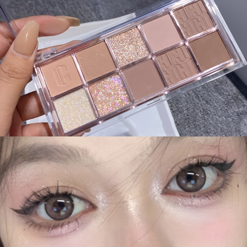 10 Shade Milk Tea Earth Tone Eyeshadow Palette Matte & Pearly Finish