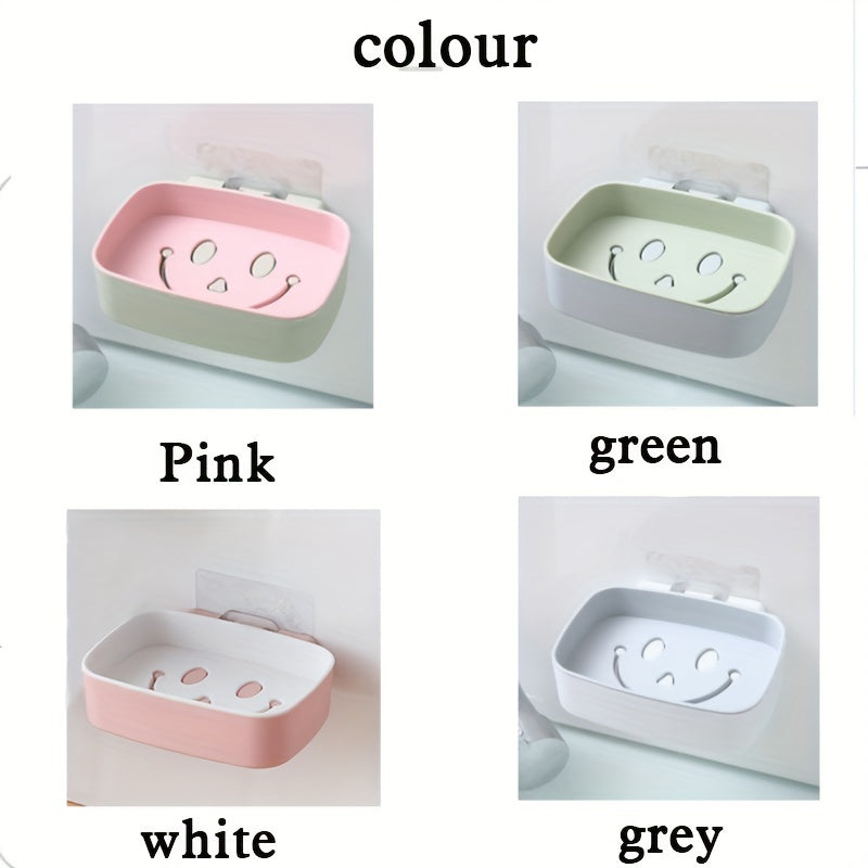 Smiling Face Double Layer Soap Holder Wall Mounted Soap Dish Plastic Soap Tray