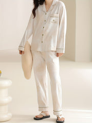 Letter Print Pajama Set Long Sleeve Women's Sleepwear