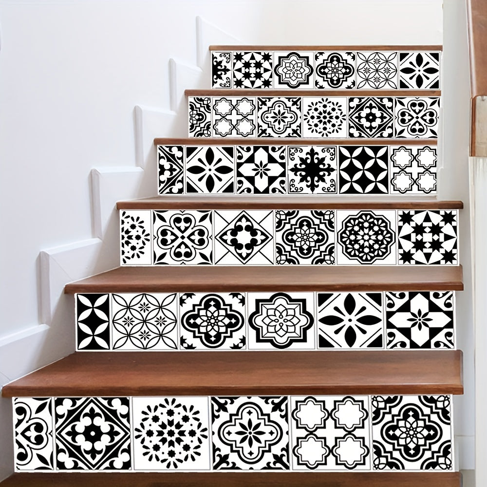 6pcs Peel And Stick Stair Riser Stickers Self Adhesive Staircase Decals