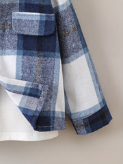 Toddler Boys Plaid Jacket Long Sleeve Button Down Coat