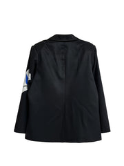 Abstract Face Print Slim Fit Blazer