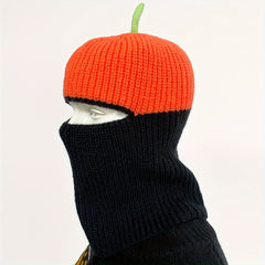 Unisex Warm Pumpkin Mask & Woolen Knitted Hat