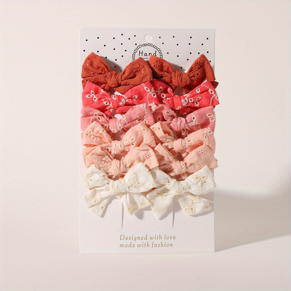 12pcs Baby Girls Floral Bow Hair Clips Princess Hair Accessories