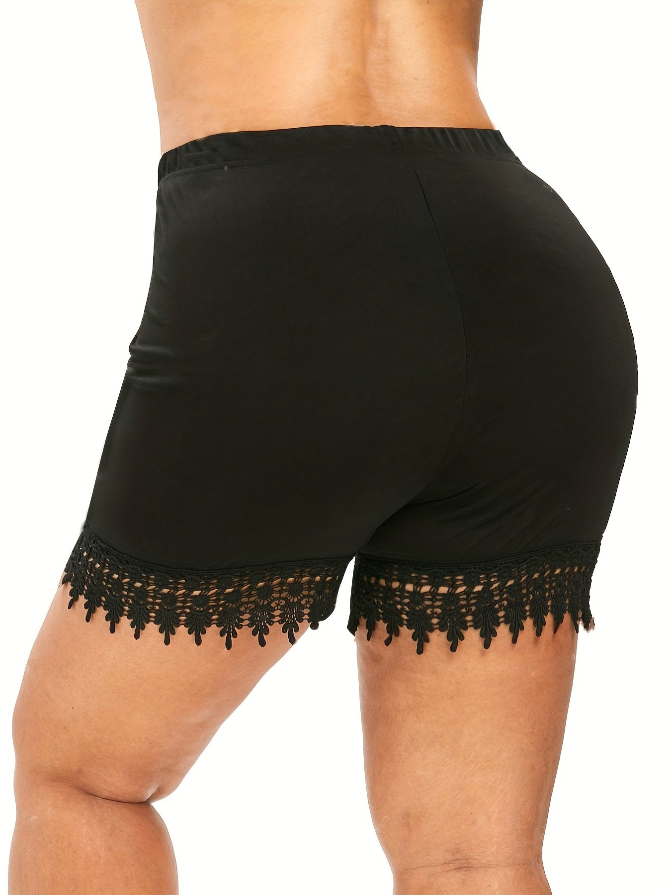 Solid Contrast Lace High Rise Skinny Shorts