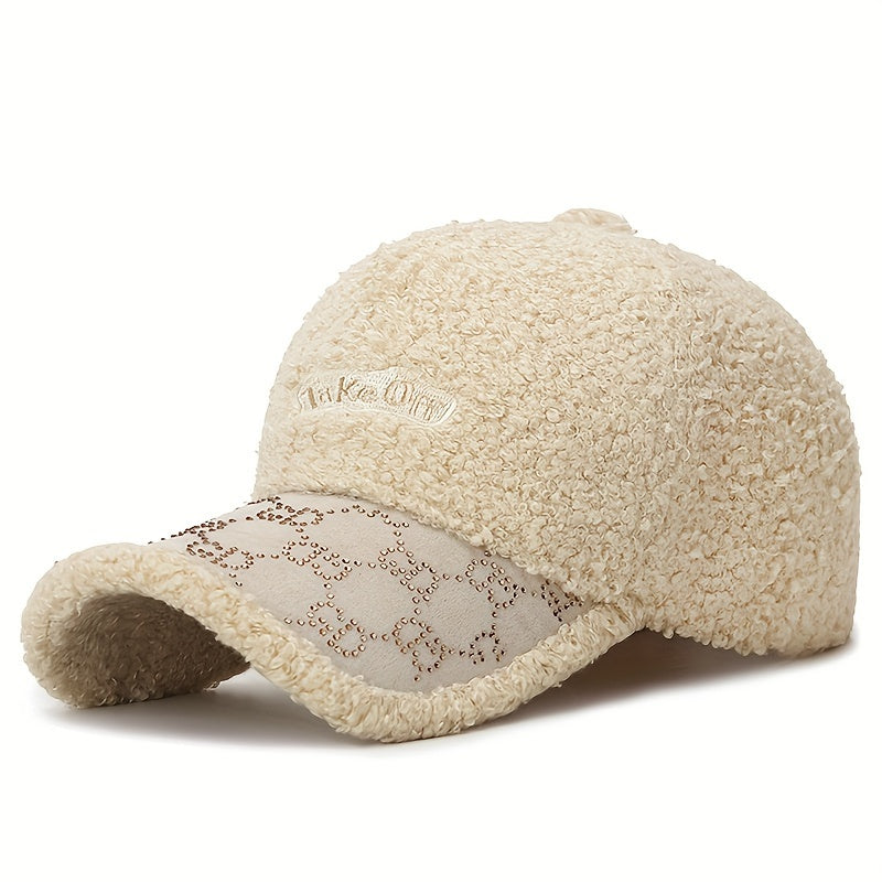 Winter Lamb Wool Thickened Hat Casual Versatile Baseball Cap for Women Men