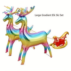 Christmas 3D Golden Deer Balloon Standing Elk Shape Aluminum Foil Balloon