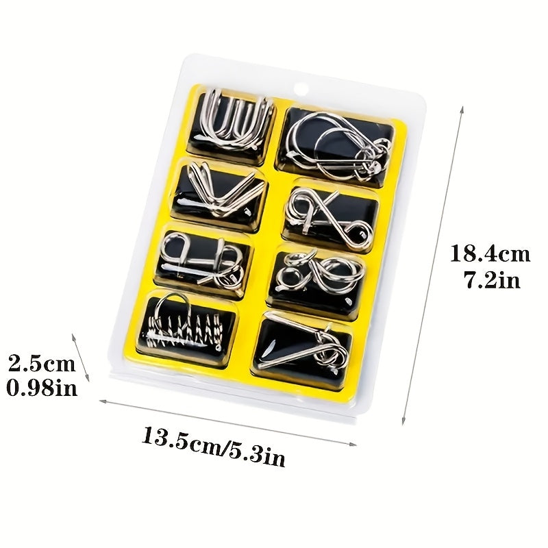 Luban Lock Toy Set of 8 Golden Rings Family Party Game