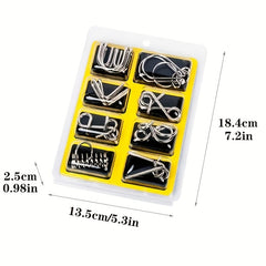 Luban Lock Toy Set of 8 Golden Rings Family Party Game