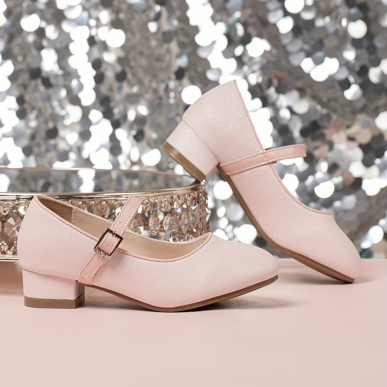 Girl's PU Leather Princess Low Heel Sandals