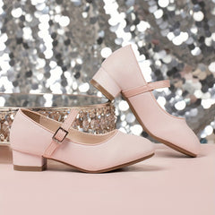 Girl's PU Leather Princess Low Heel Sandals