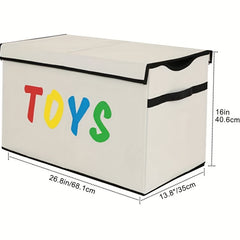 Large Beige Toy Box Canvas Soft Fabric Children Toy Storage Bin