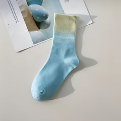 4 Pairs Ombre Crew Socks Soft & Comfy All match Socks Women's Stockings