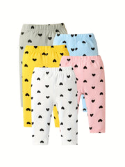 5pcs Toddler Baby Leggings Elastic Waist Pants Set