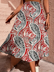 Floral Print Elastic Waist Skirt for Spring & Summer