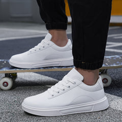 Men's Solid Skate Shoes Comfy Non Slip Casual Lace Up Sneakers
