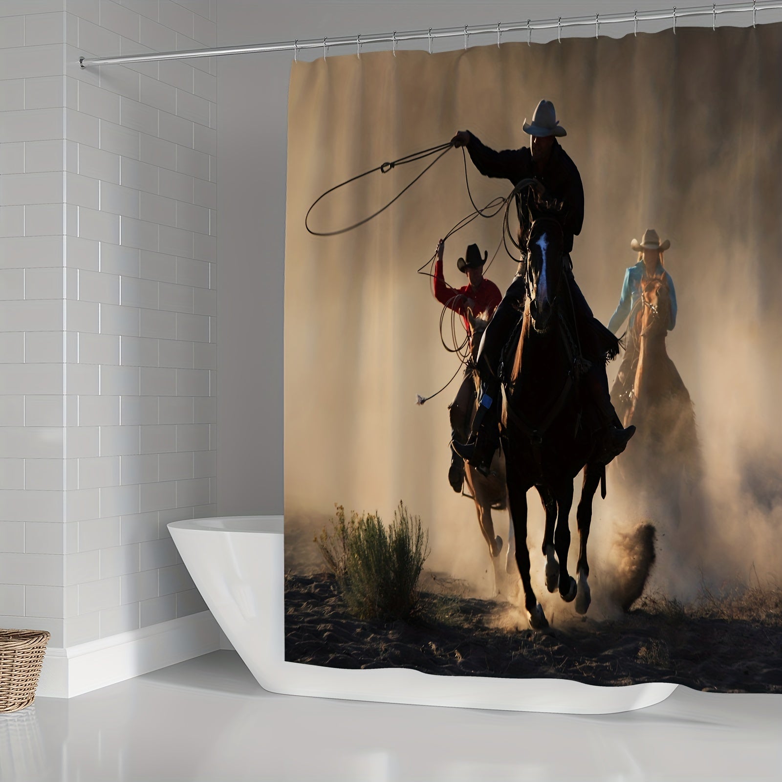 Western Cowboy Shower Curtain Set - Bathroom Decor