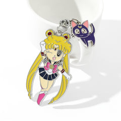 Anime Girl Cat Keychain Pendant