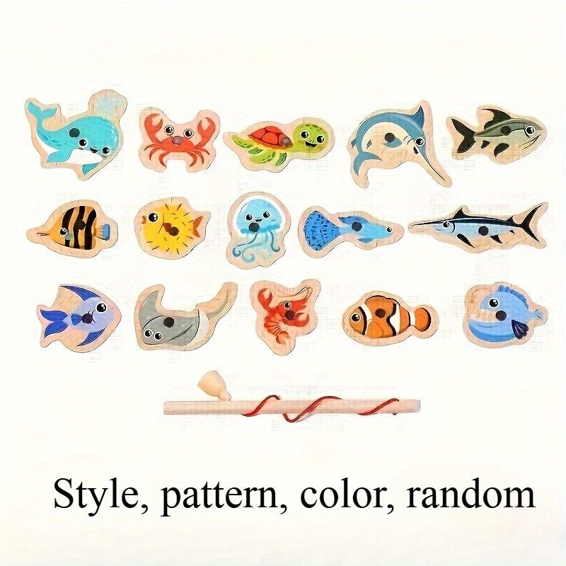 Wooden Ocean Fishing Toys - Interactive Magnetic Fish Game