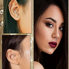 Zircon Inlaid Septum Nose Ring Body Piercing Jewelry