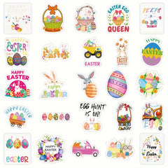 50pcs Easter Egg Bunny Stickers Waterproof Vinyl Stickers