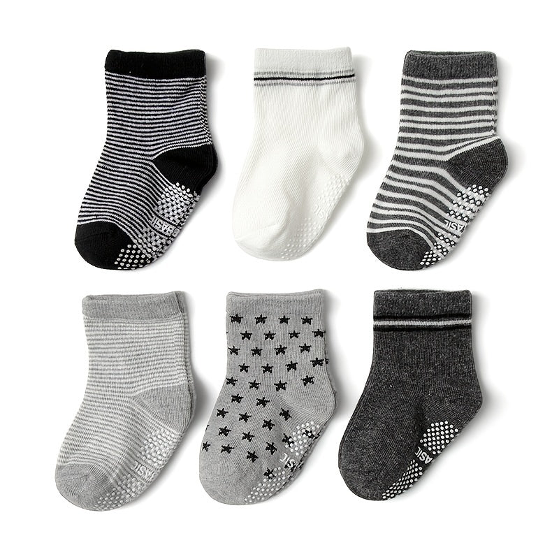 Baby Stars Striped Print Crew Socks Non slip Cotton Toddler Socks
