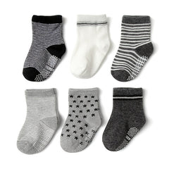 Baby Stars Striped Print Crew Socks Non slip Cotton Toddler Socks