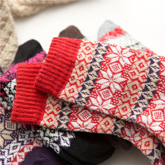Men's Ethnic Striped Crew Socks Warm Thermal Breathable Casual Socks