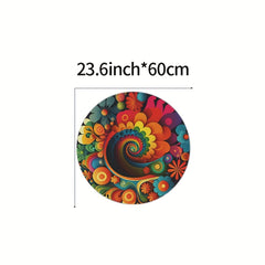 Colorful Ornamental Round Area Rug Soft Circles Carpet Non Slip