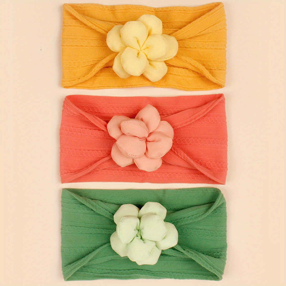 3pcs Flower Jacquard Headband for Baby Girls