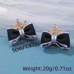 Kids Bow Crown Hair Clip Rhinestone Princess Hairpin
