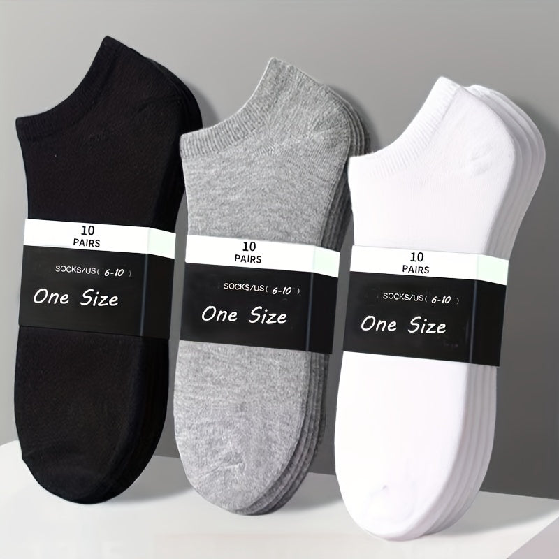 10 20 30 Pairs Unisex Solid Socks Low Cut Ankle Socks Women's Stockings