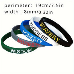 Inspirational Silicone Bracelet Set - 5pcs Lettering Patterns