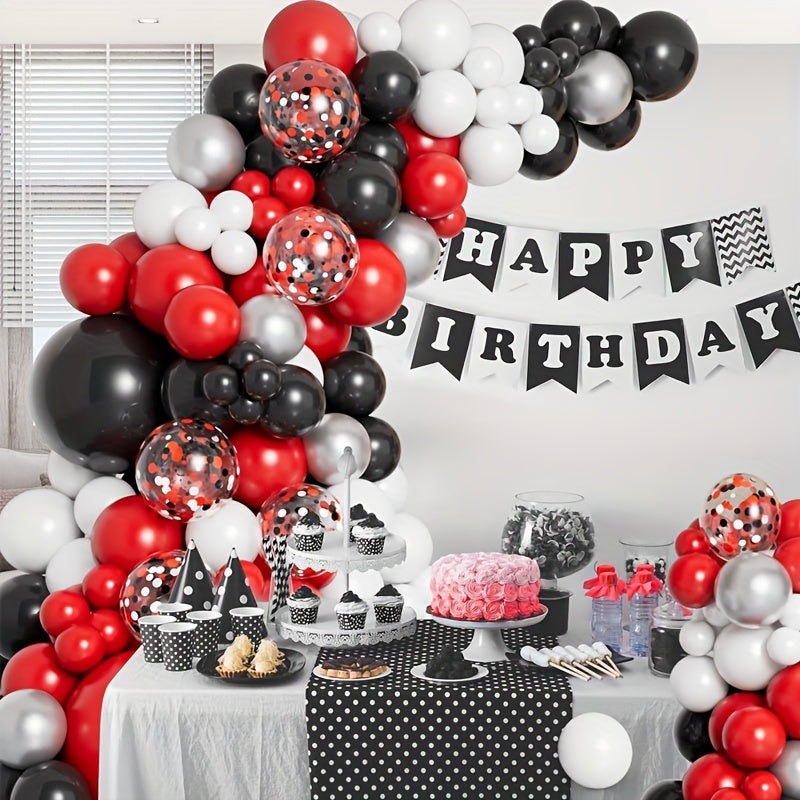 138pcs Red Silvery Balloon Garland Arch Set Wedding Decoration