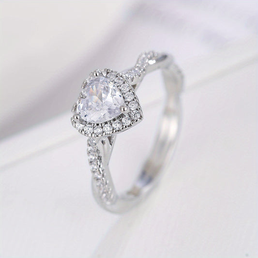 Men's Copper Micro Heart Lord Faux Diamond Stone Ring