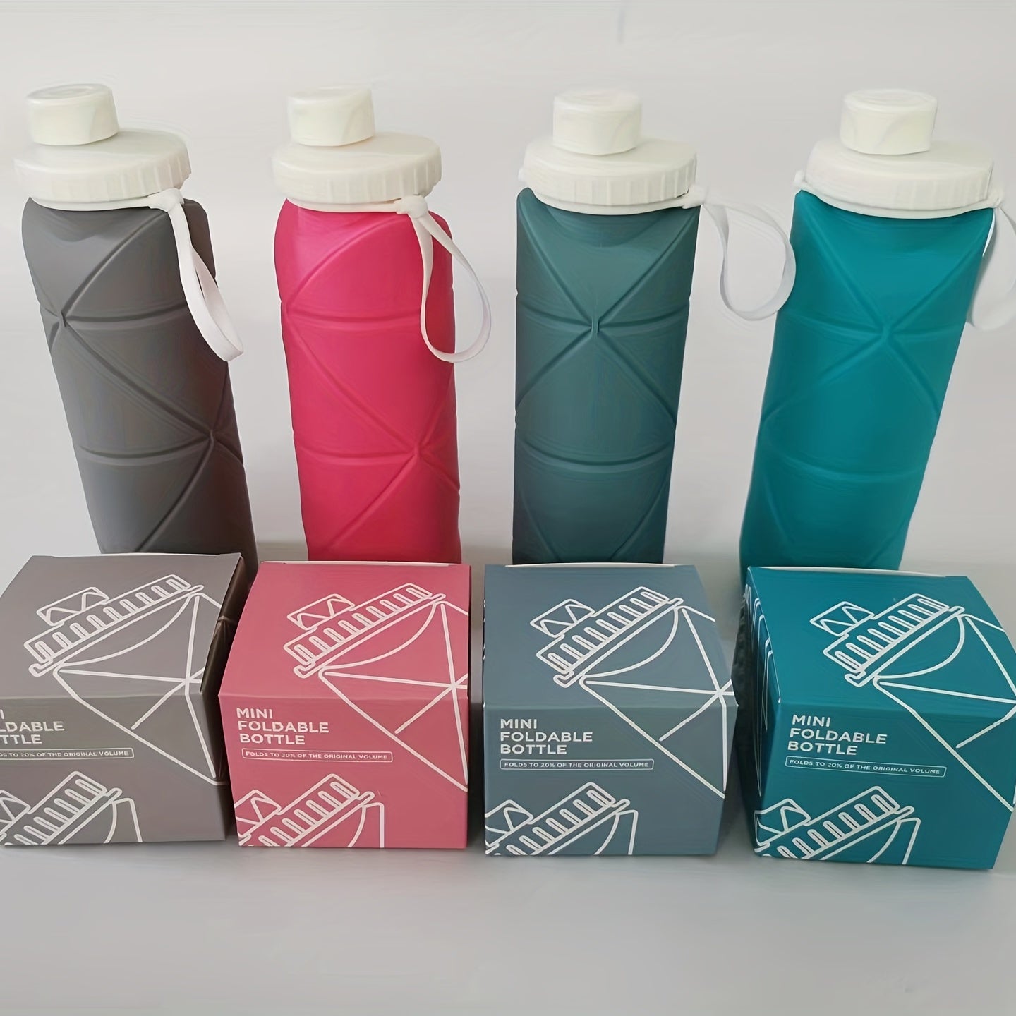 600ml Collapsible Silicone Water Bottle with Straw for Outdoor Activities