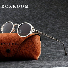Vintage Metal Steam Punk Sunglasses Unisex Round Frame Polarized Sunglasses