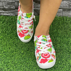 Women's Colorful Love Heart Pattern Skateboard Shoes