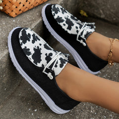 Women's Casual Sneakers Breathable Walking Shoes Cow Pattern Anti Slip