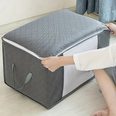 Large Capacity Storage Bag with Zipper Cotton Quilt Clothes Bag