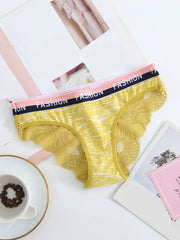 6pcs Sports Letter Tape Lach Trim Mixed Briefs Panties Pack For Women