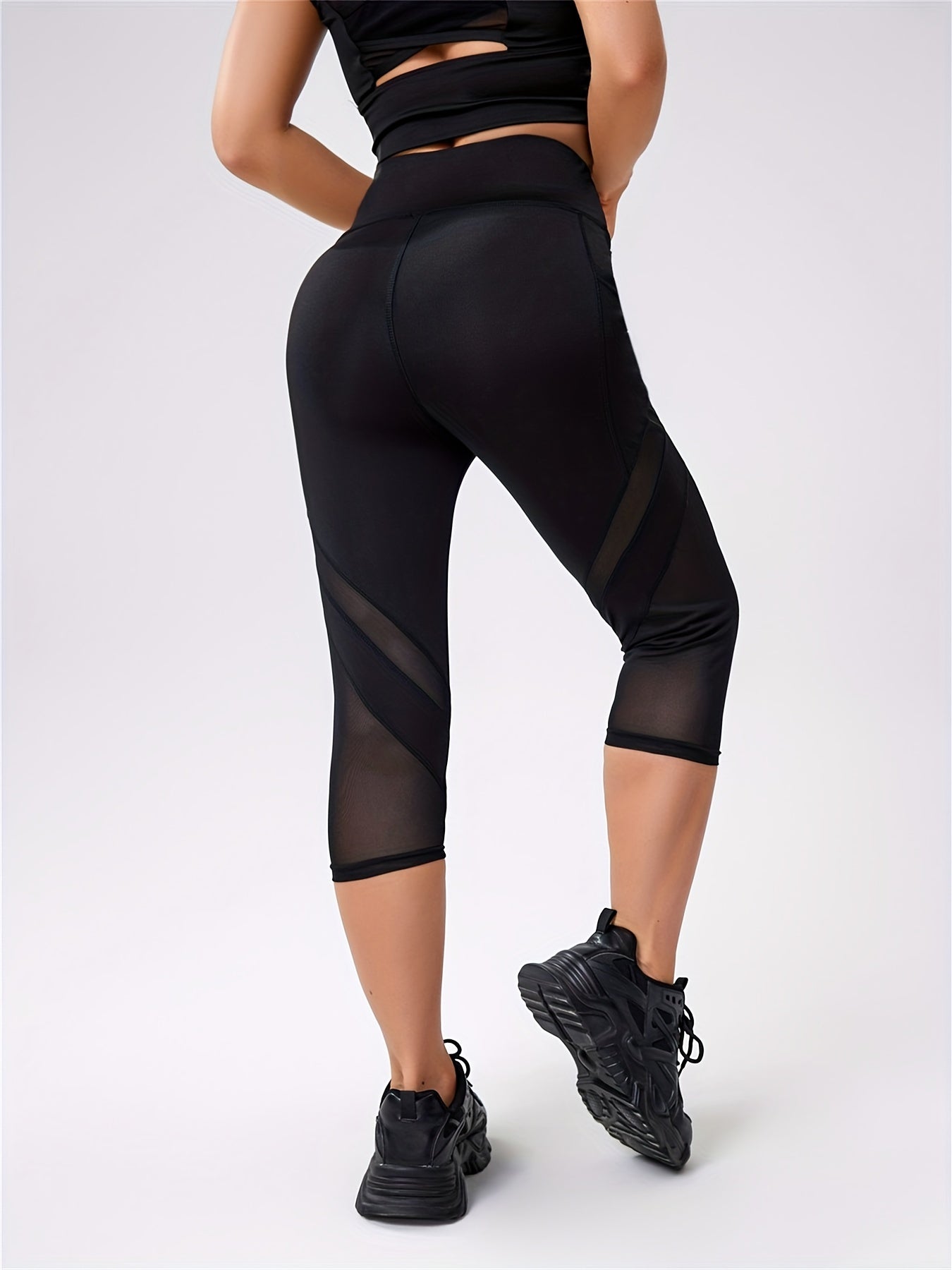 High Waist Mesh Yoga Leggings with Pocket Hip Lifting