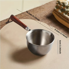 304 Stainless Steel Pot Wooden Handle Heater Condiments Sauce Pot